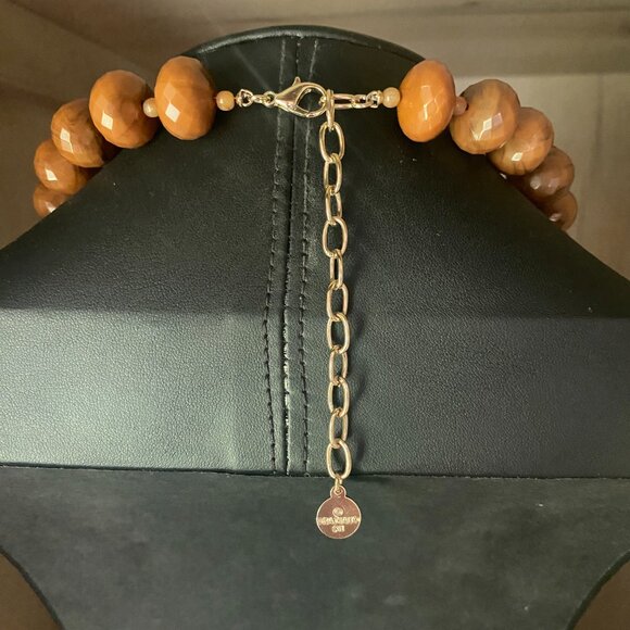 RJ Graziano Brown Faceted Resin Beaded Necklace NWOT - Picture 2 of 7